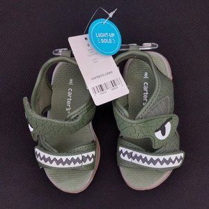 Carter's Toddler Boy's Hook & Loop Fun Sandals Green Dino 12
